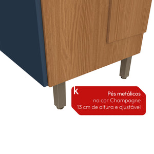 Cocina Integral Kappesberg 192.5cm Canela/Azul Sin Tarja