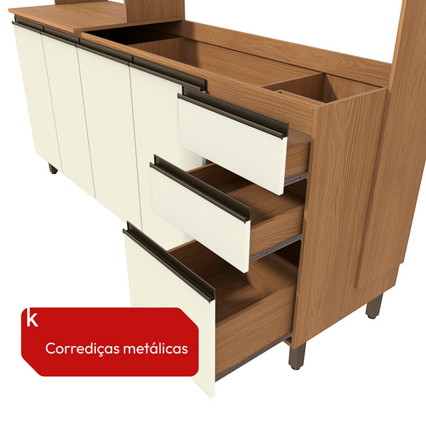 Cocina Integral Kappesberg 192.5cm Canela/Blanco Sin Tarja