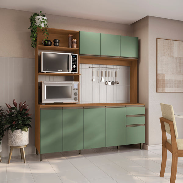 Cocina Integral Kappesberg 192.5cm Canela/Verde Sin Tarja