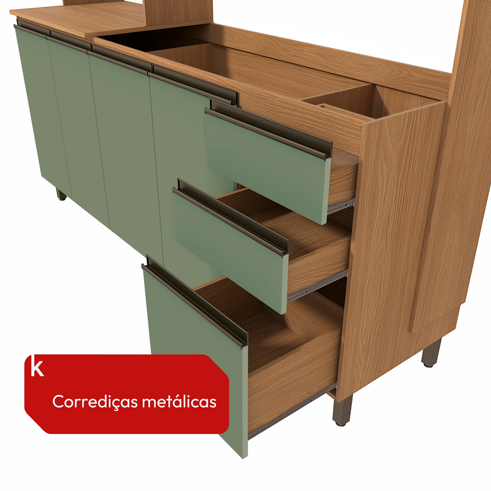 Cocina Integral Kappesberg 192.5cm Canela/Verde Sin Tarja
