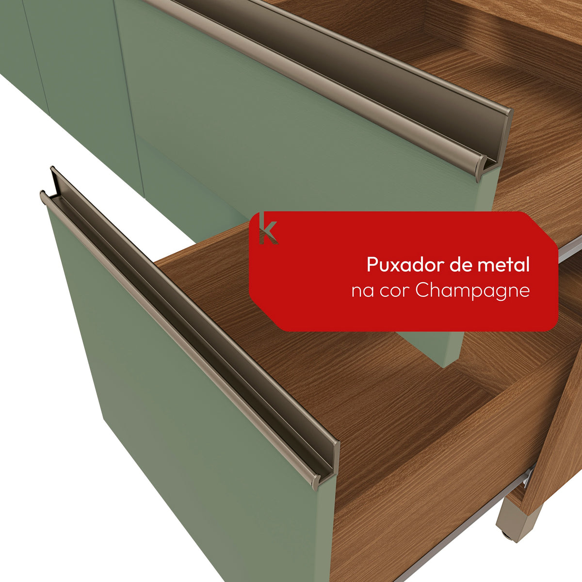 Cocina Integral Kappesberg 192.5cm Canela/Verde Sin Tarja