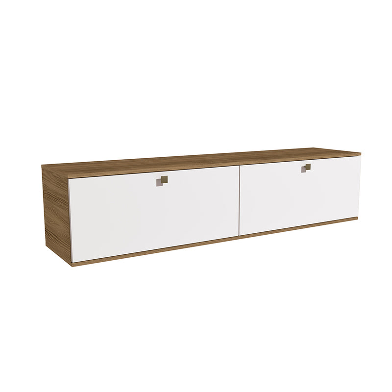 Estantería Flotante 160cm 2 Puertas Kappesberg Nogal Blanco