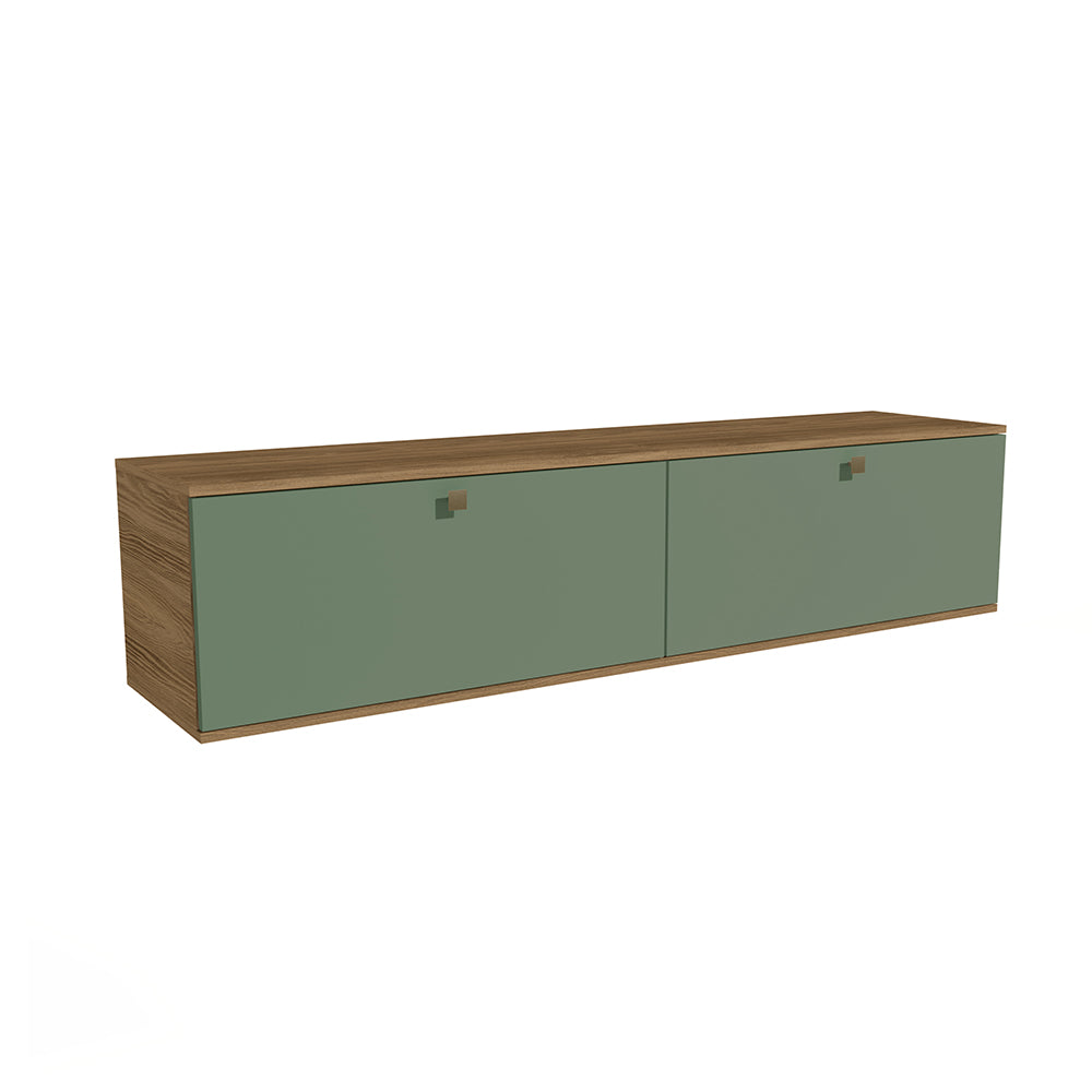 Estantería Flotante 160cm 2 Puertas Kappesberg Nogal Verde