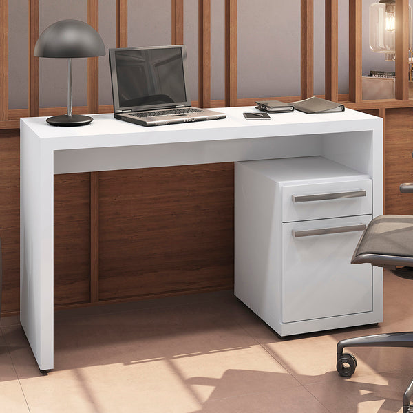 Escritorio Oficina Kappesberg 120cm c/ Cajón y Puerta Blanco
