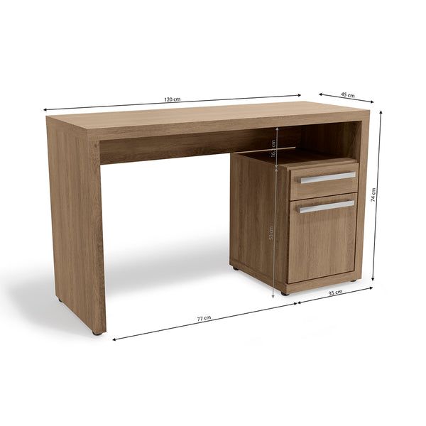 Escritorio Oficina Kappesberg 120cm c/ Cajón y Puerta Nogal