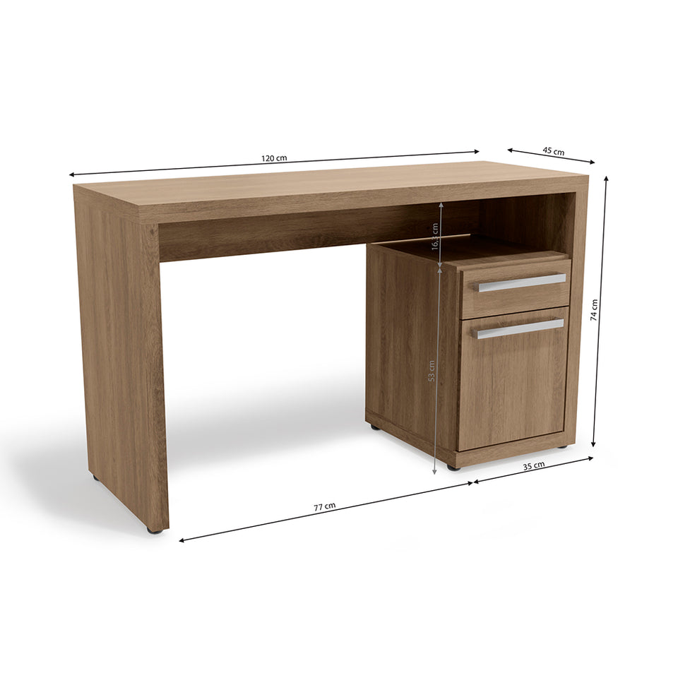 Escritorio Oficina Kappesberg 120cm c/ Cajón y Puerta Nogal