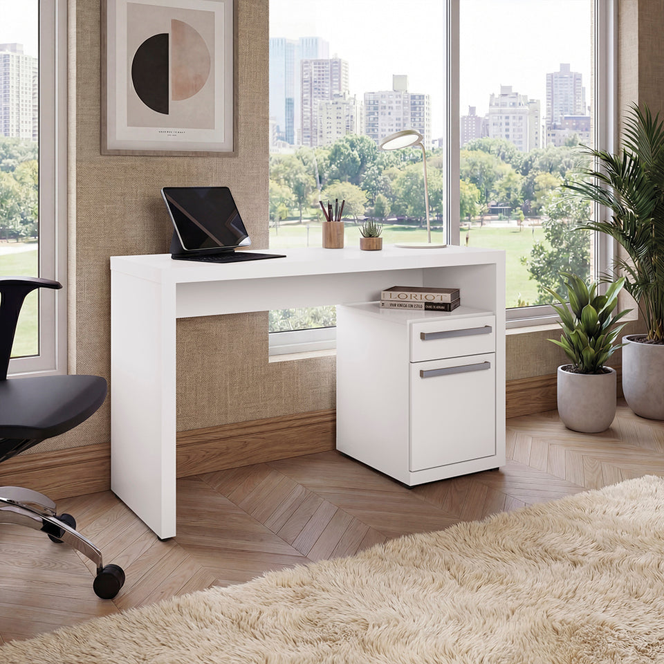 Mesa Oficina Kappesberg 120cm con Cajón y Puerta Blanco
