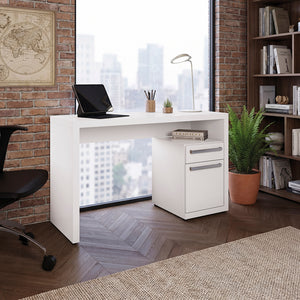 Escritorio Moderno Kappesberg 120cm Blanco con Cajón y Puerta