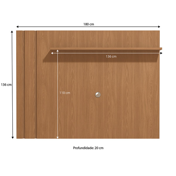 Panel TV 180cm con Repisa para TV 60" Kappesberg Canela