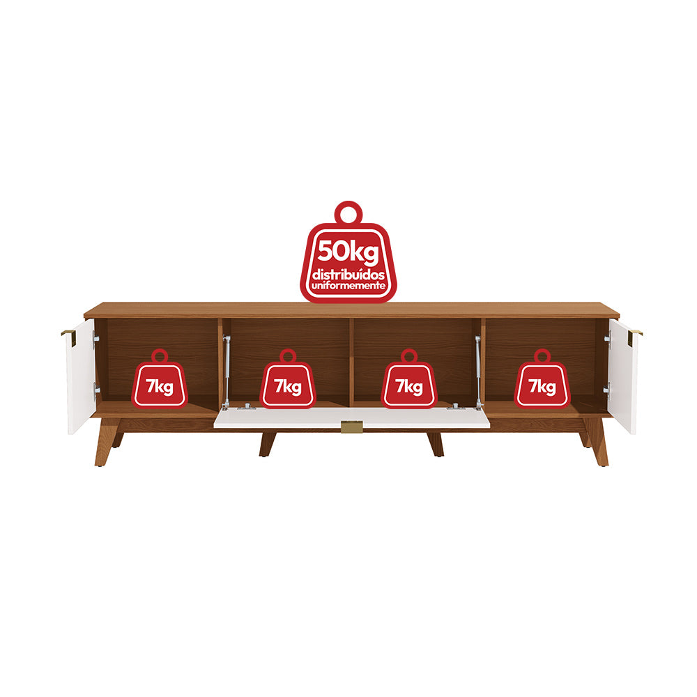Mueble TV 75" 180cm 3 Puertas Kappesberg Canela y Blanco