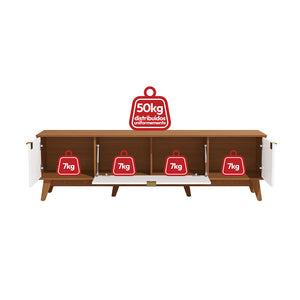 Mueble TV 75" 180cm 3 Puertas Kappesberg Canela y Blanco