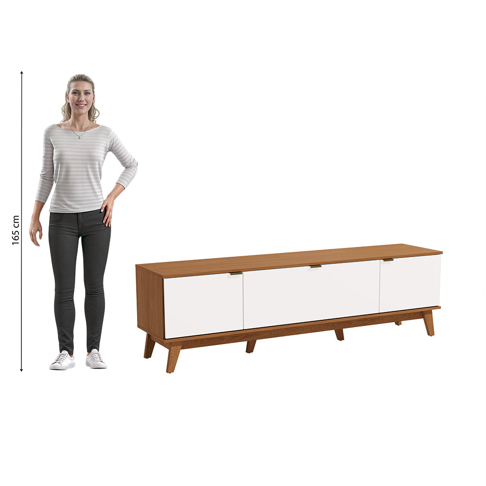 Mueble TV 75" 180cm 3 Puertas Kappesberg Canela y Blanco
