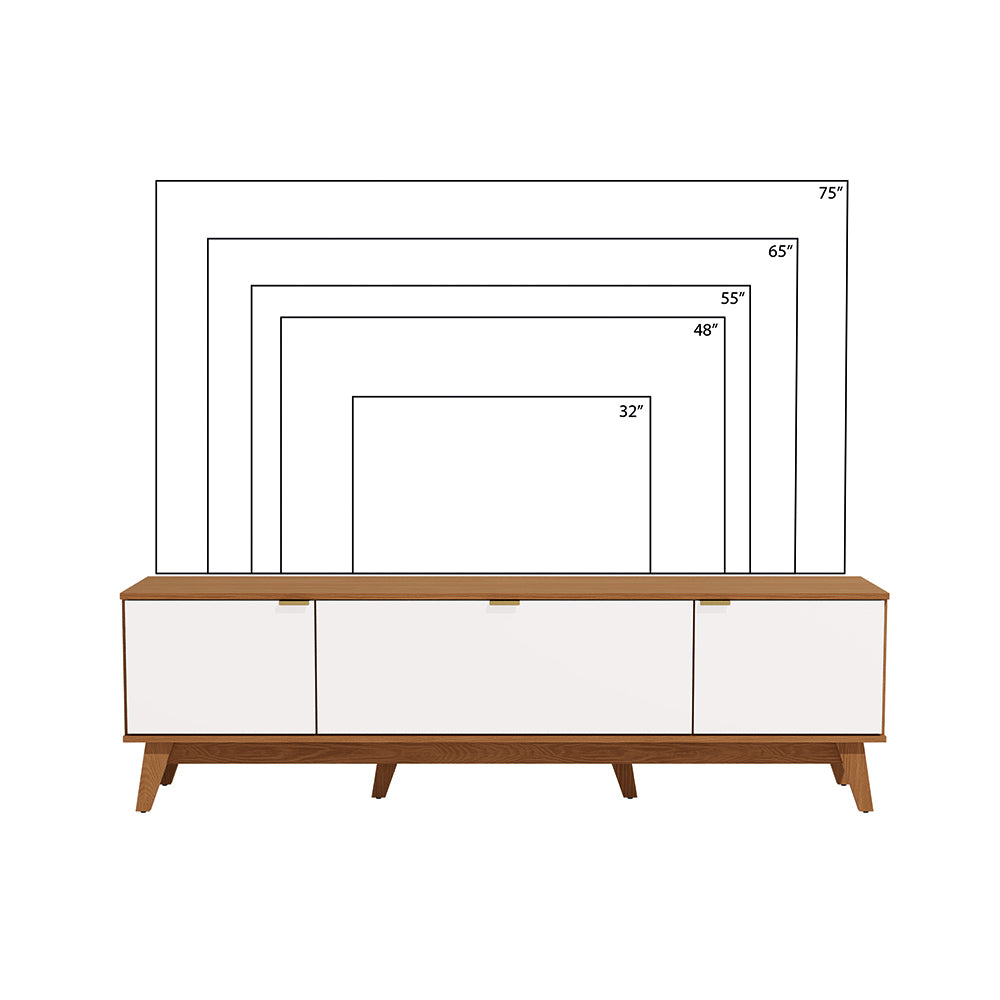 Mueble TV 75" 180cm 3 Puertas Kappesberg Canela y Blanco