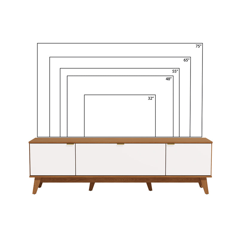 Mueble TV 75" 180cm 3 Puertas Kappesberg Canela y Blanco