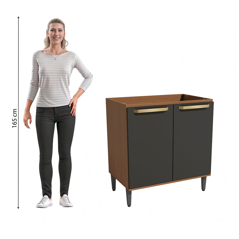 Gabinete Inferior 80cm MDP Kappesberg Canela y Negro