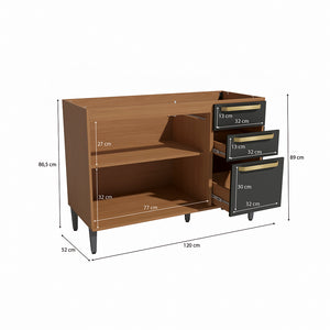 Gabinete Inferior 120cm MDP Kappesberg Canela y Negro