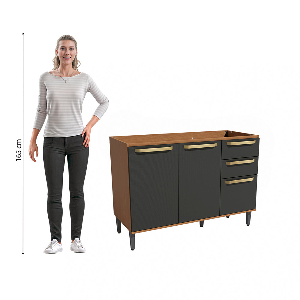 Gabinete Inferior 120cm MDP Kappesberg Canela y Negro