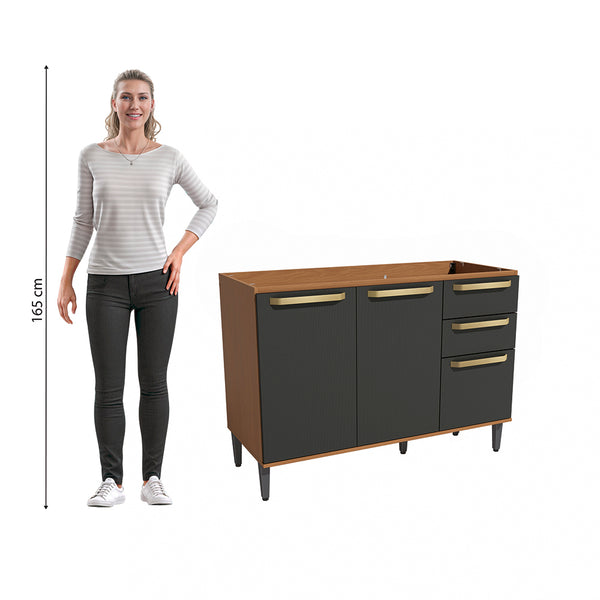 Gabinete Inferior 120cm MDP Kappesberg Canela y Negro