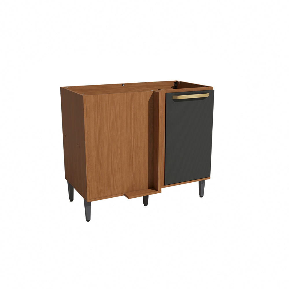 Gabinete Inferior Esquinero 98cm Kappesberg Canela y Negro