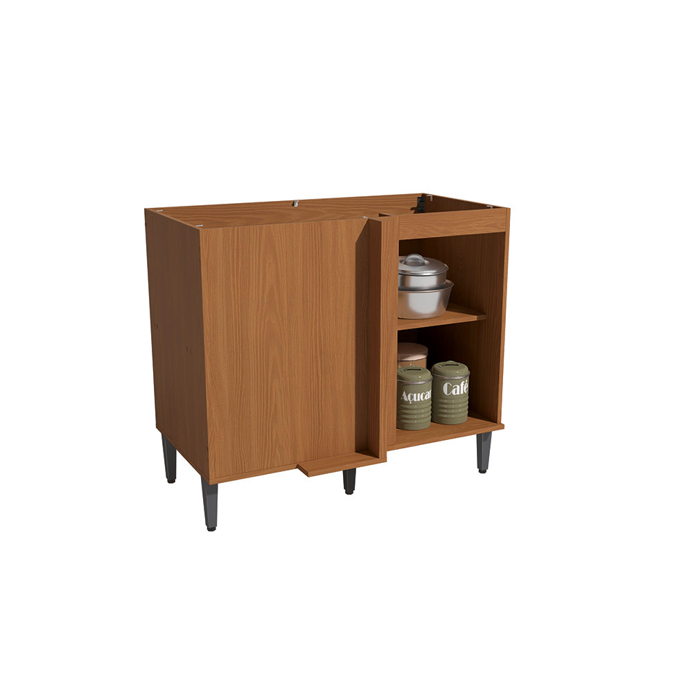 Gabinete Inferior Esquinero 98cm Kappesberg Canela y Negro
