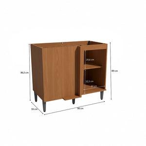 Gabinete Inferior Esquinero 98cm Kappesberg Canela y Negro