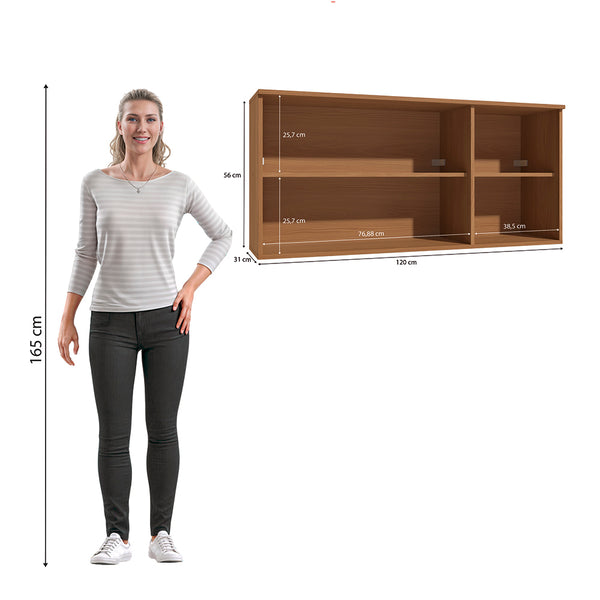 Alacena Aérea 120cm MDP 3 Puertas Kappesberg Canela