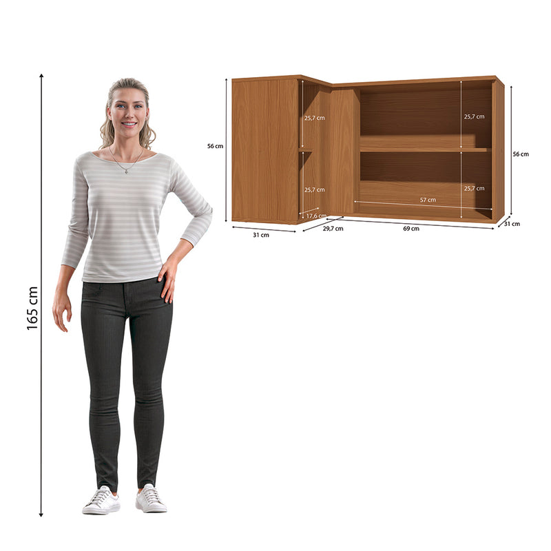 Alacena Aérea Esquinero 98cm MDP Kappesberg Canela Negro