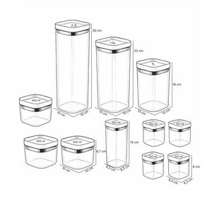 Set 11 contenedores herméticos UZ Utilidades transparente