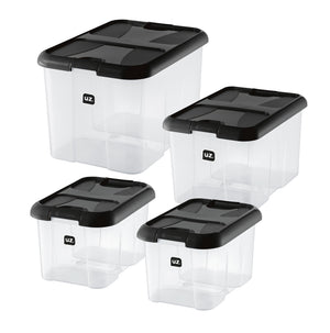 Set 4 Cajas Organizadoras De Plástico Uz Transparente/Negro