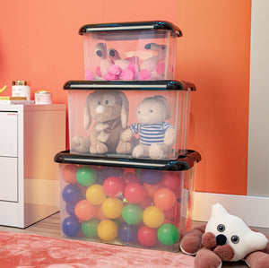 Set 4 Cajas Organizadoras De Plástico Uz Transparente/Negro