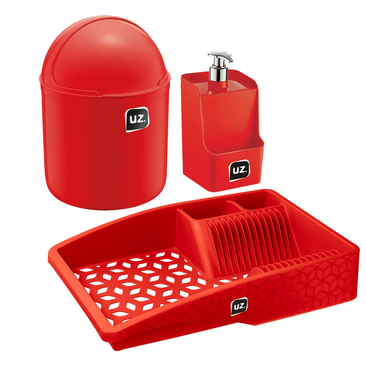 Set fregadero 3 piezas organizador UZ Utilidades rojo