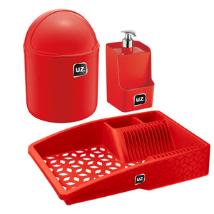 Set fregadero 3 piezas organizador UZ Utilidades rojo
