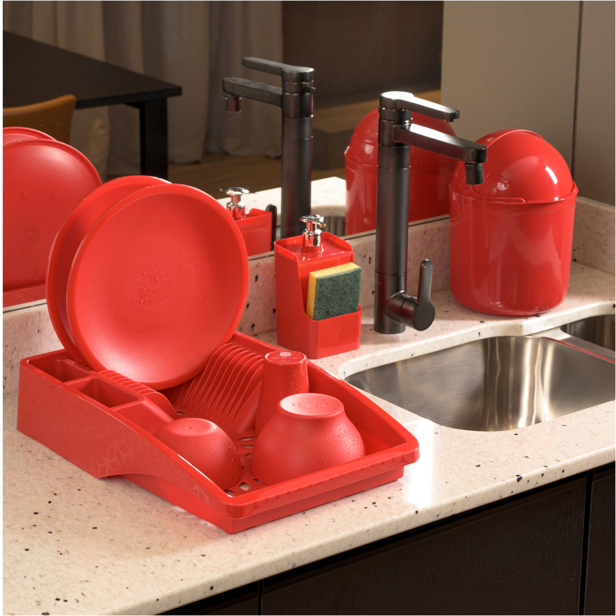 Set fregadero 3 piezas organizador UZ Utilidades rojo