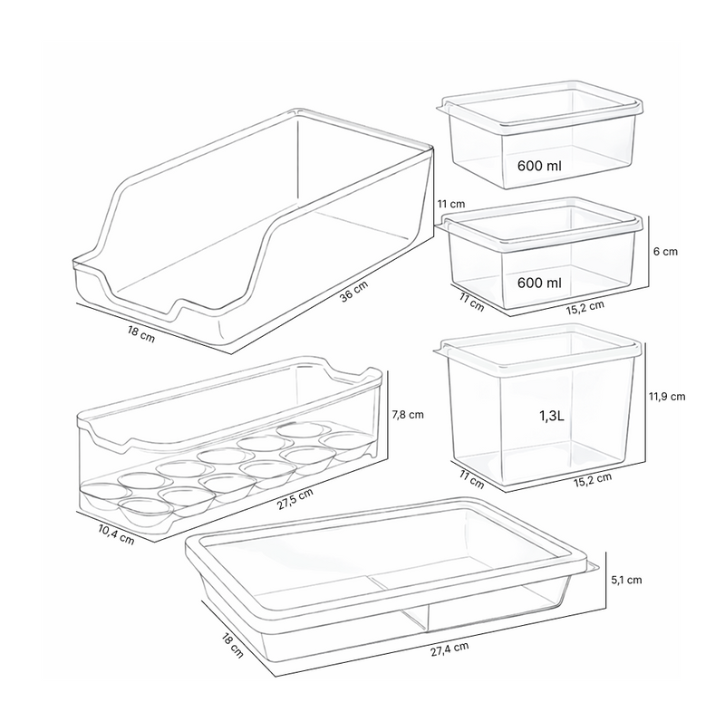 Set organizador refrigerador 6 piezas UZ Utilidades café