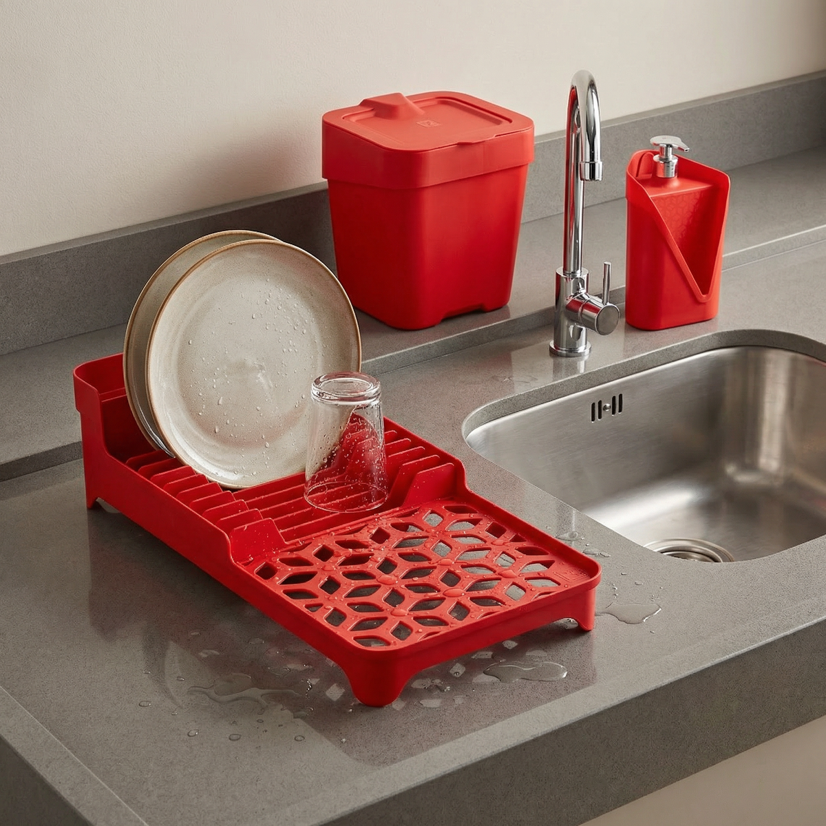 Set organizador de fregadero 3 piezas UZ Utilidades rojo