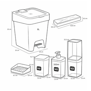 Set baño 6 piezas UZ organizador baño completo negro