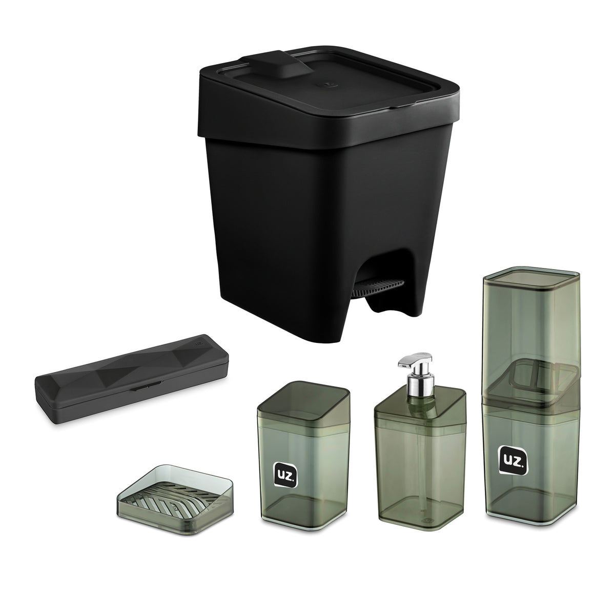Set baño 6 piezas UZ organizador baño completo negro