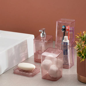Set baño 6 piezas UZ organizador baño rosa moderno