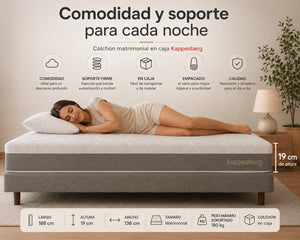Colchón Matrimonial Espuma En Caja 138x188 Kappesberg Gris